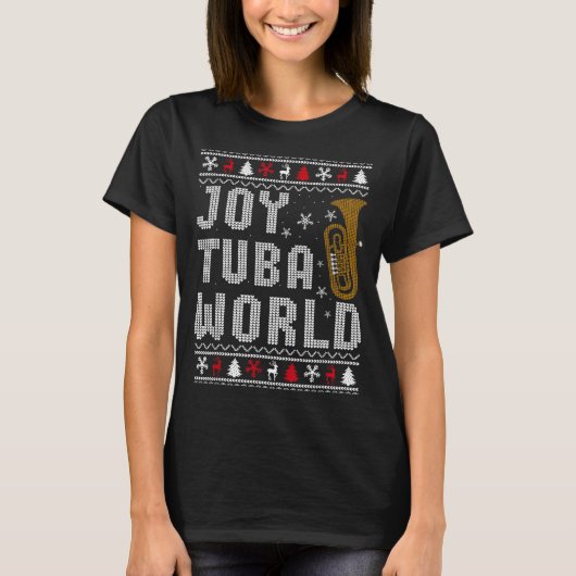 Joy Tuba World Funny Music Lover Ugly Christmas Sw T-shirt (Voorkant)