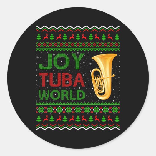 Joy Tuba World Music Lover Xmas Gift Ugly Tuba Chr Ronde Sticker (Voorkant)