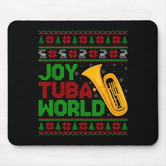 Joy Tuba World Music Lover Xmas Tuba Ugly Christma Muismat (Voorkant)