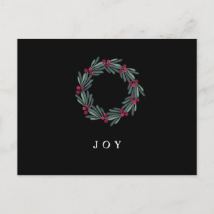 "JOY" Typografie Holly Berry Wreath Holiday Briefkaart
