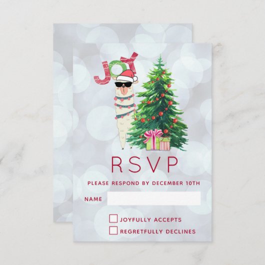 Joy Typography | Christmas Llama RSVP (Devant / Derrière)