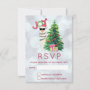 Joy Typography   Christmas Llama RSVP Kaartje