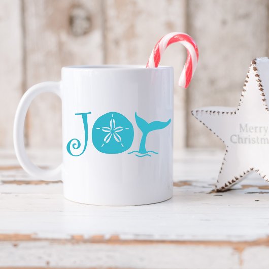 Joy Typography Coastal Kerstmis Koffiemok