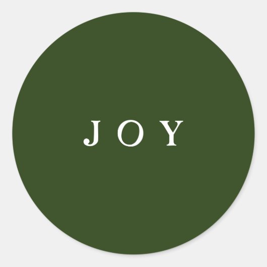 JOY Typography Green Simple Modern Holiday Sticker (Voorkant)