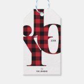 Joy Typography Red Buffalo Play Holiday Cadeaulabel (Voorkant)