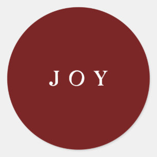 JOY Typography Red Simple Modern Holiday Ronde Sticker