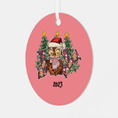 Joy Uil Kerstmis Metalen Ornament (Voorkant links)