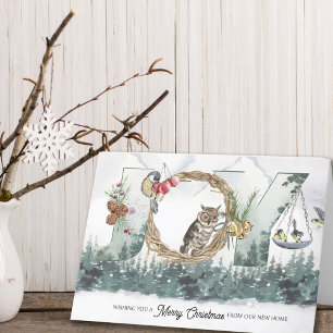 Joy uit New Home Forest Natuur Holiday Moving Aankondiging