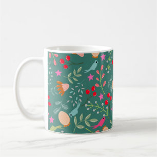 Joy vogels Kerst groen Koffiemok
