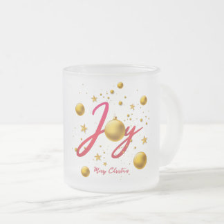 Joy - Vrolijk kerstfeest met Gold Glass Ball Matglas Koffiemok