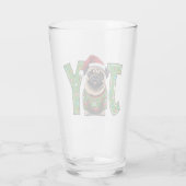 JOY Vrolijk Kerstmis Pug Santa Glas (Achterkant)