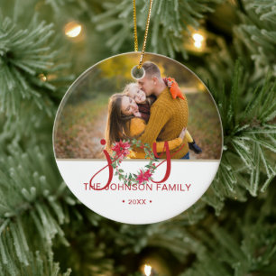 JOY Waterverf Kerstmis Wreatfoto Keramisch Ornament