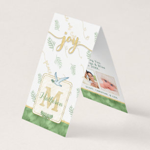 JOY Waterverf Monogram Folded Photo Gift Labels Kaart
