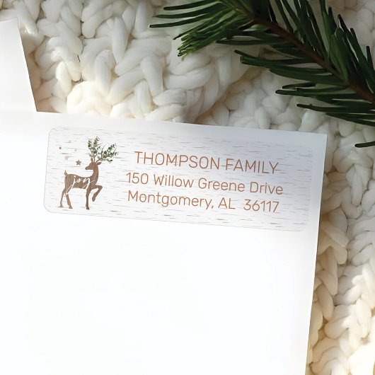 Joy | White Birch Bark Woodgrain Eucalyptus Deer Etiket