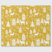 Joy White Gold Kerstmis Cadeaupapier (Vlak)