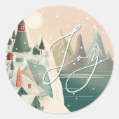 Joy Winter Bergdorp | Kerstvakantie Ronde Sticker (Voorkant)