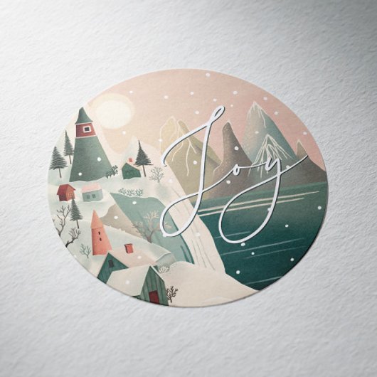 Joy Winter Bergdorp | Kerstvakantie Ronde Sticker