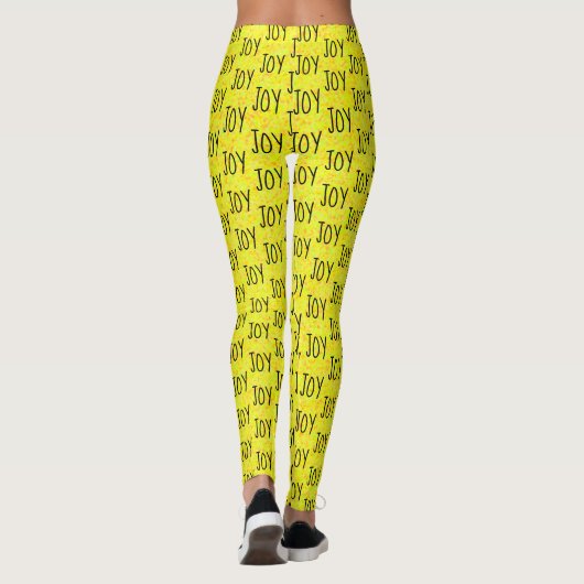 JOY Word Pattern Design Bright Yellow Leggings (Achterkant)