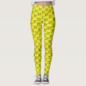 JOY Word Pattern Design Bright Yellow Leggings (Voorkant)