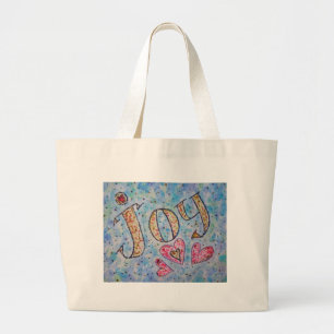 Joy Word Pink Hearts Sac fourre-tout d'art