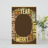 JOY Wordcloud Kerstmis Briefpapier (Staand voorkant)