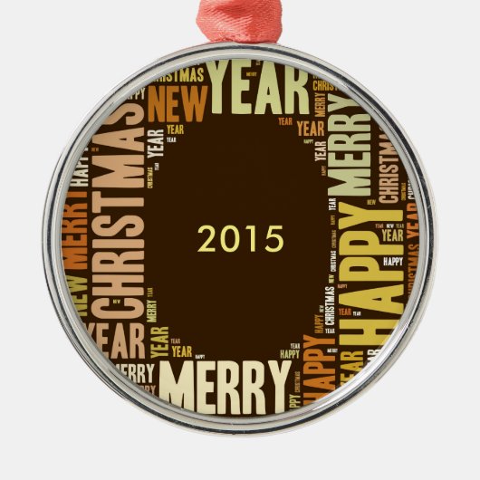 JOY Wordcloud Kerstmis Metalen Ornament (Voorkant)