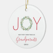 Joy Wreatest Our First Kerstmis als grootouders Keramisch Ornament (Links)