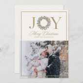 Joy Wreath Carte photo de Noël (Devant / Derrière)
