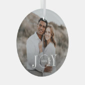 Joy Wreath Custom Fotokerstversiering Glas Ornament (Voorkant Rechts)