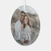 Joy Wreath Custom Fotokerstversiering Glas Ornament (Voorkant links)