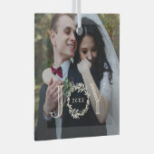 Joy Wreath Custom Fotokerstversiering Glas Ornament (Voorkant Rechts)