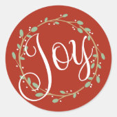 Joy Wreath Envelope Seal Ronde Sticker (Voorkant)