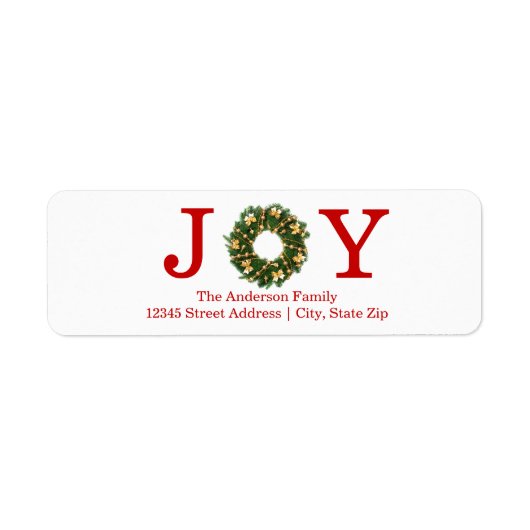 Joy Wreath - Étiquette d'adresse de retour (Devant)