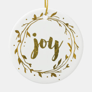Joy Wreath Gold-kerstfamilie Keramisch Ornament