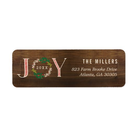 Joy Wreath Holiday Retours Adresse Étiquettes (Devant)