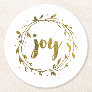 Joy Wreath kerstOnderzetter Ronde Kartonnen Onderzetter