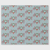 Joy Wreath on Snowflakes Wrapping Paper Cadeaupapier (Vlak)