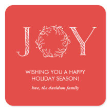 Joy Wreath Typographie rouge Stickers personnalisé