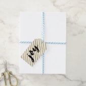 Joy | Zwarte & Faux Gold Stripe-feestdag Cadeaulabel (Met Touw)