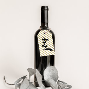 Joy   Zwarte & Faux Gold Stripe-feestdag Cadeaulabel