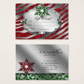 Joyau de carte cadeau Xmas Zebra Red Green (Devant & derrière)