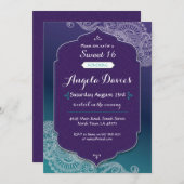 Joyau de style henné 16 Invitation de fête d'anniv (Devant / Derrière)