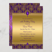 Joyau pourpre Damask Invitations fête d'anniversai (Devant / Derrière)