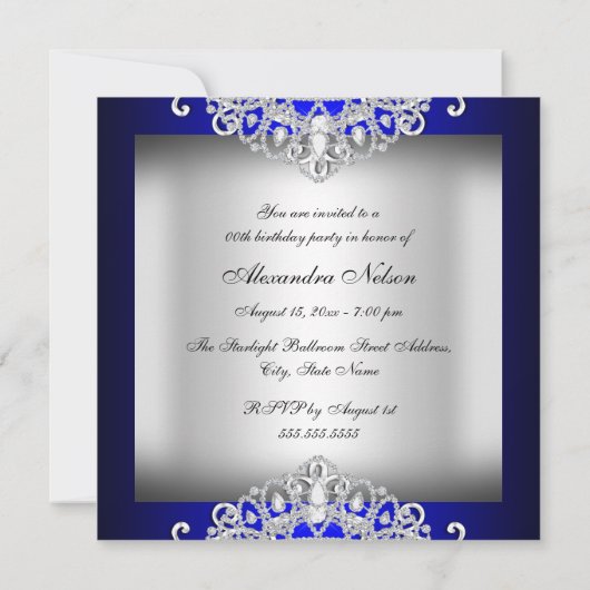 Joyau Royal Blue Diamond Invitation de fête d'anni (Dos)