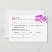 Joyau violet orchidée d'aquarelle mariage RSVP car (Devant)