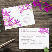 Joyau violet orchidée d'aquarelle mariage RSVP car