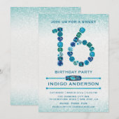 Joyaux Turquoises Sucré 16 invitations à la fête d (Devant / Derrière)