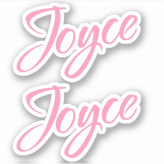 Joyce Decoratieve Naam in Roze x2 Sticker (Voorkant)
