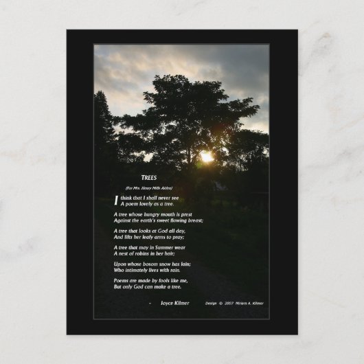 Joyce Kilmer "Trees" geïllustreerd door kleindocht Briefkaart (Voorkant)