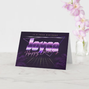 Joyce Nom Prénom carte rétro lilas Anniversaire